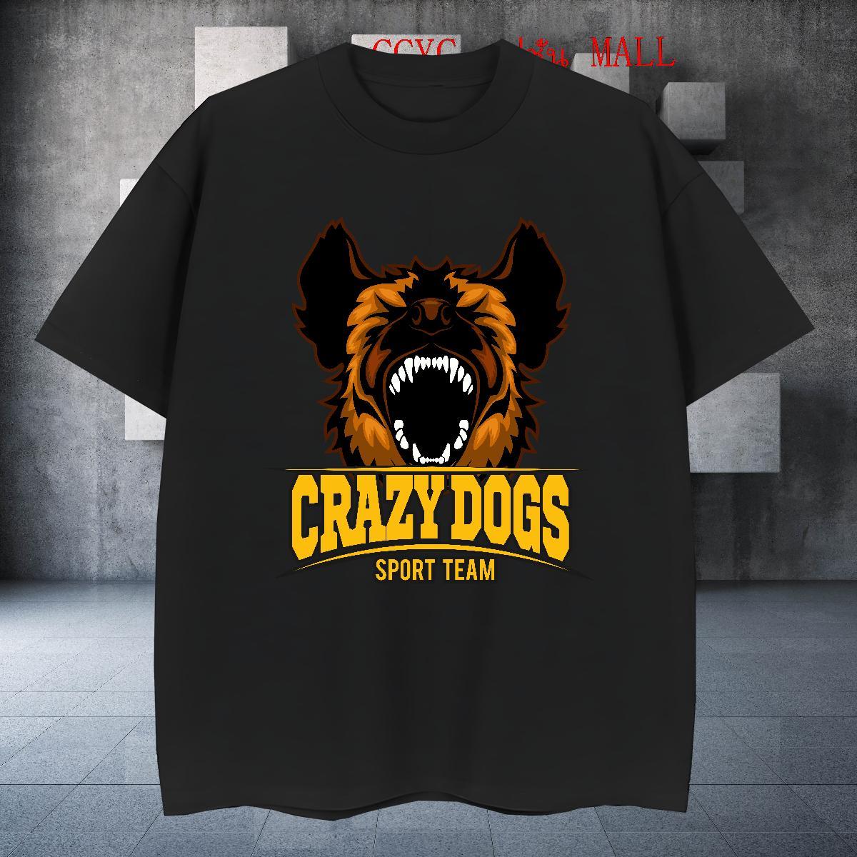 Comfortable T shirt crazy dog Breathable Crew Neck Summer Casual Oversized 4XL 230g Pure Cotton Tshirt for Man Woman Stylist Top Tees