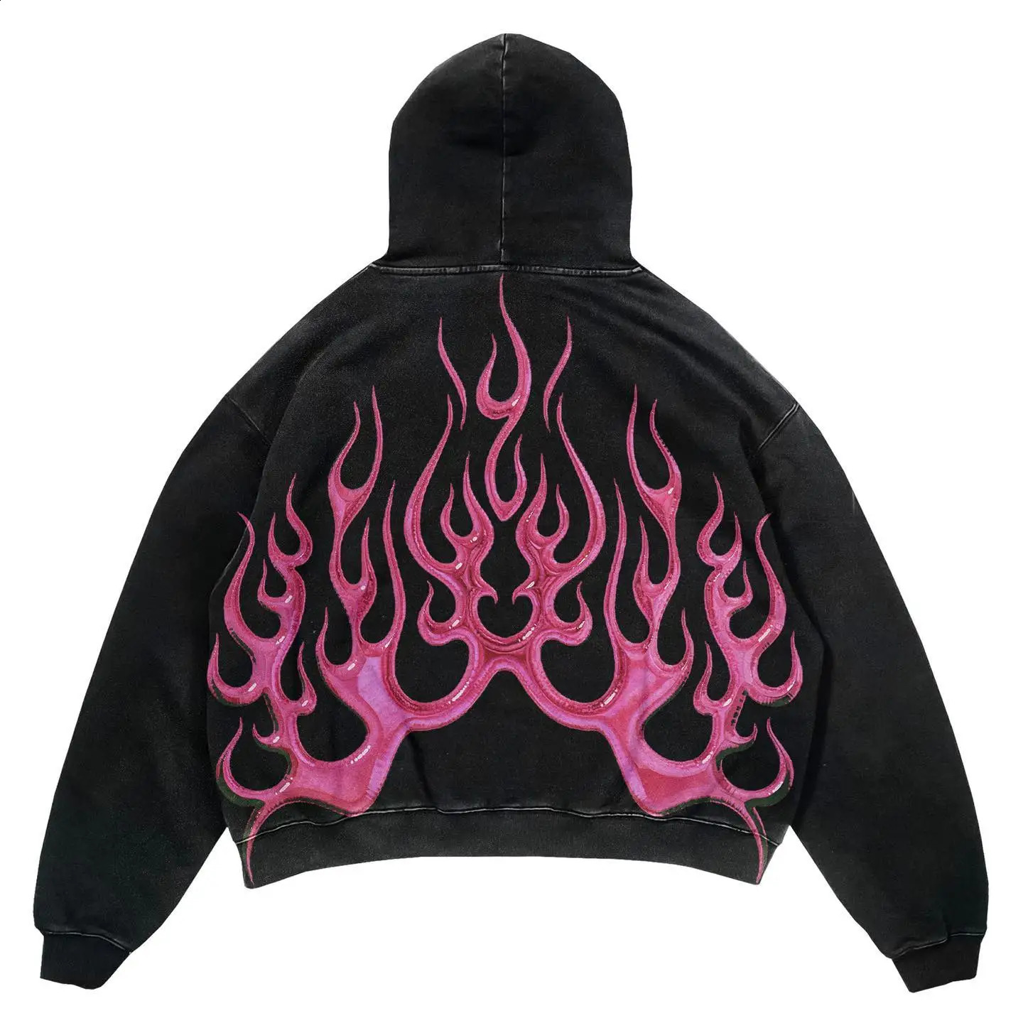 Harajuku Flame print hoodies women grunge oversized sweatshirt hoodie goth y2k tops streetwear gothic men clothes 240819