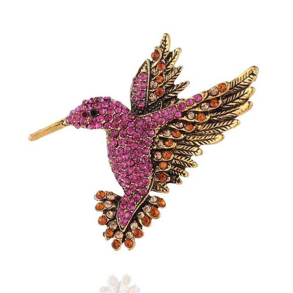 Womens colorful rhinestone hummingbird brooch vintage brooch party coat scarf jewelry clothing accessories brooch gift W240815