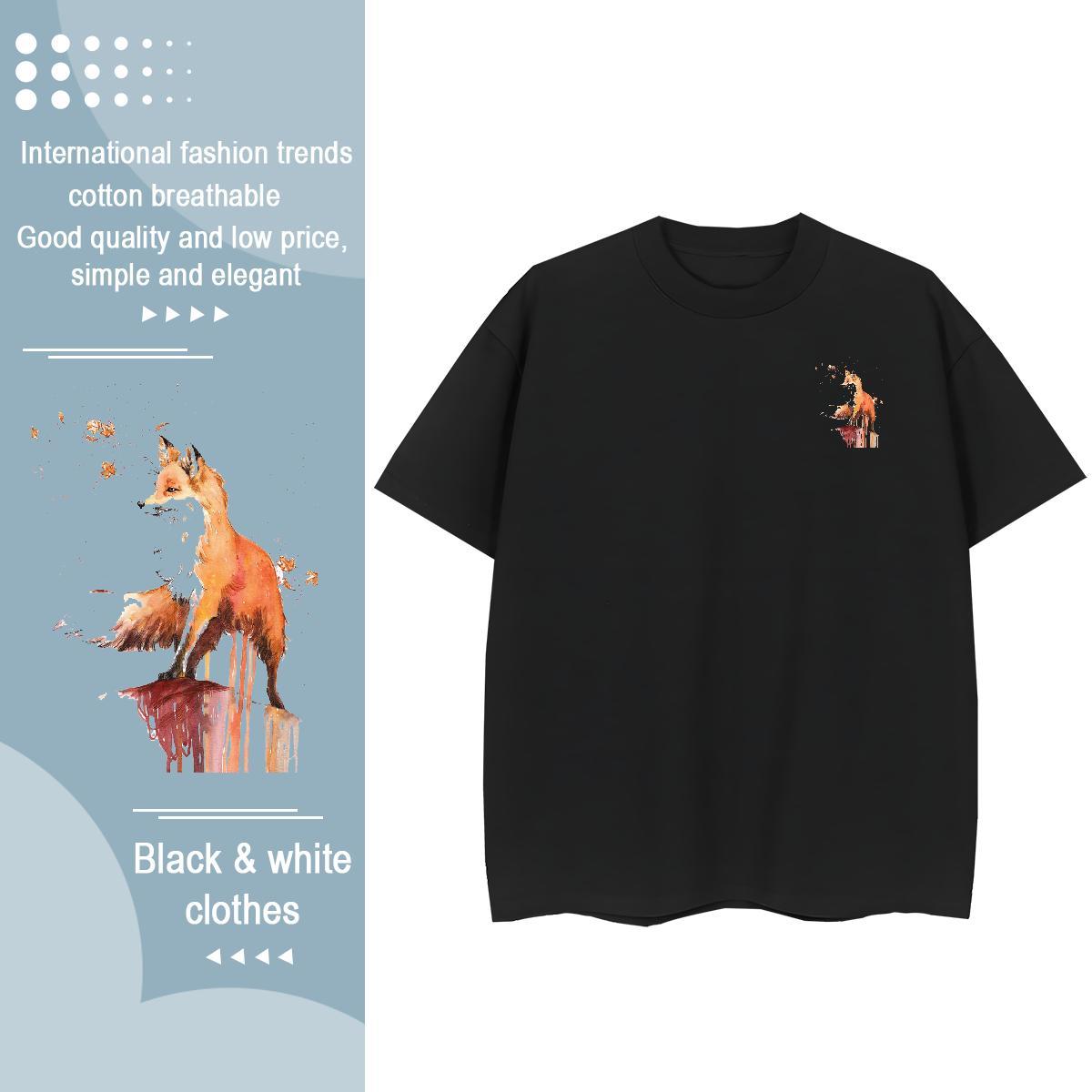 Fashion Designer Tshirts fox Outdoor 230g Cotton Tops O-Neck Short Sleeve Wholesale Mens T Shirts Floral Print