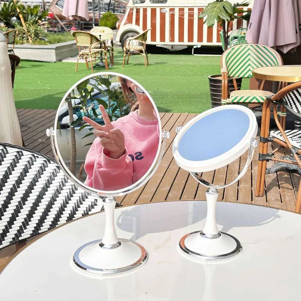 Magnification Circular Makeup Mirror Double-Sided Rotating 6/8 Inches Cosmetic Mirror Magnifier Princess Desktop Standing Mirror Y240819
