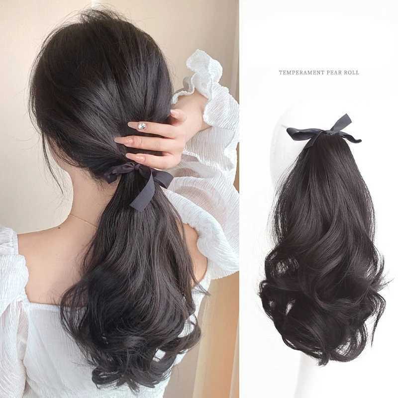 Wigsin synthetic 10 inch wavy ponytail short hair wavy curly ponytail brown brushed clip style female hair extension wig W240817