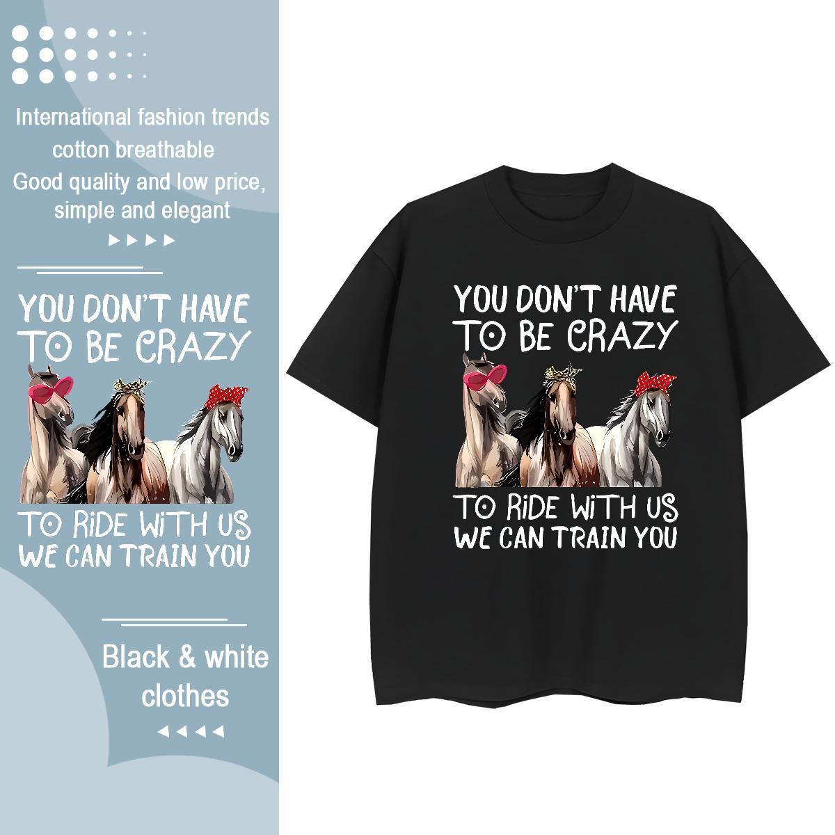 2024 Designer T shirt Breathable Short Sleeve 230g Pure Cotton Women Tshirts Anime Oversized horse Daily Wear Nice Tops