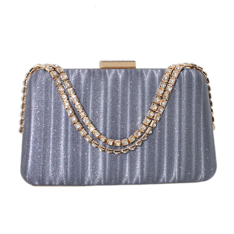 New ladies' diamond studded hand-held banquet bag, clutch chain small square bag