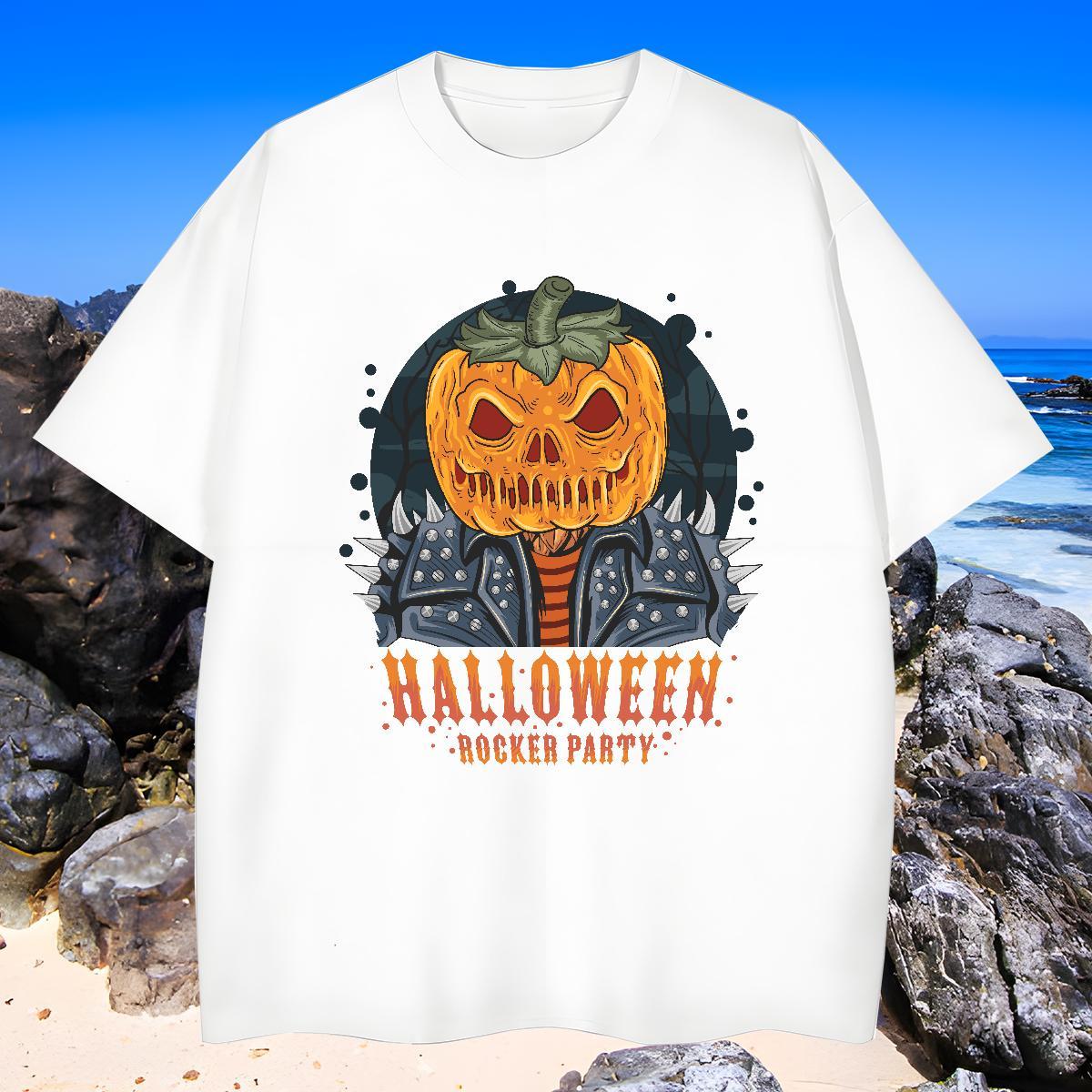 Loose Men T Shirts halloween Breathable Summer Casual Custom Printing 100% Cotton 230g Men Tees Customized Top Tees