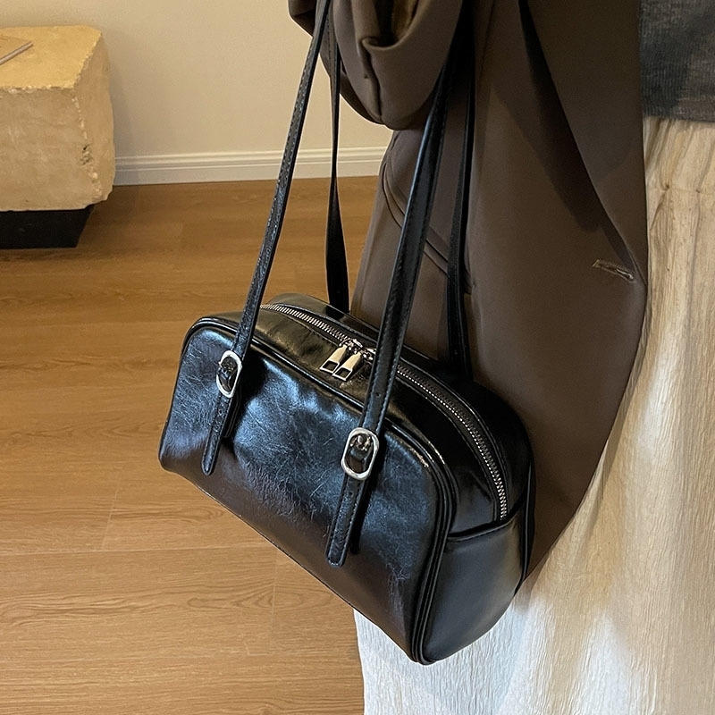 Womans Boston Shoulder Crossbody Bag Monochrome Fashion Handbag with Adjustable Straps armpit for Work Shopping Travel 240819