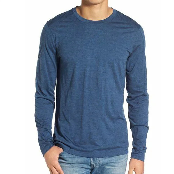 100% Merino Wool men long sleeve T Shirt Thermal Base Laye Wool Shirt 200gsm Wicking Breathable Anti-Odor 240820