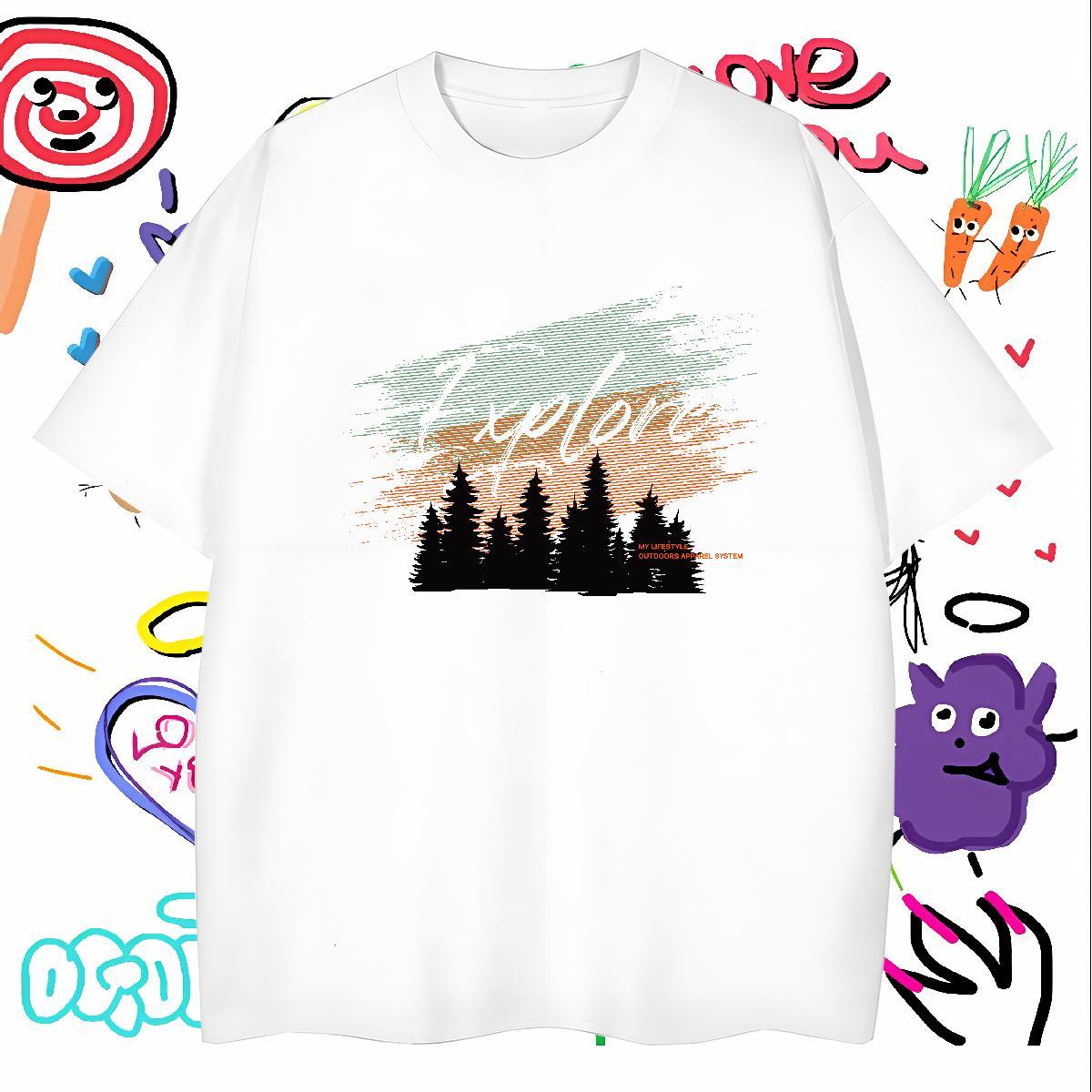 T Shirts Men 230g Pure Cotton grove Spring Summer Breathable Short Sleeve Custom Printed Mens Tshirts Fashion Casual Classic Clothings