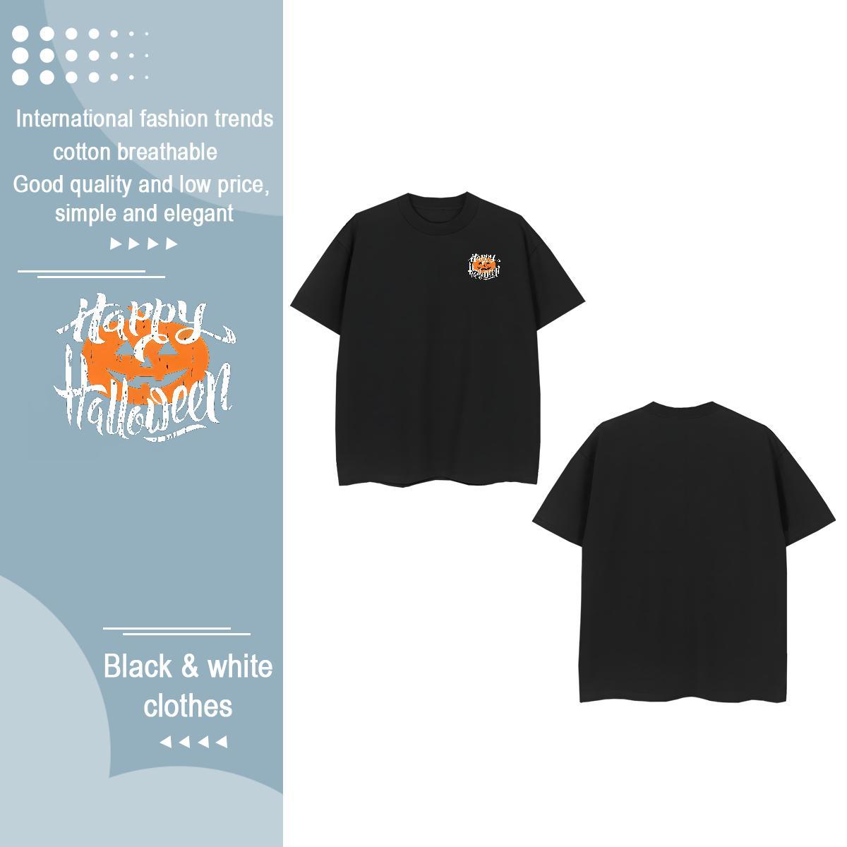 Casual New Men Tees pumpkin Home Outdoor 230g Cotton Tops Tees Crew Neck Unisex T shirt Custom Cartoon