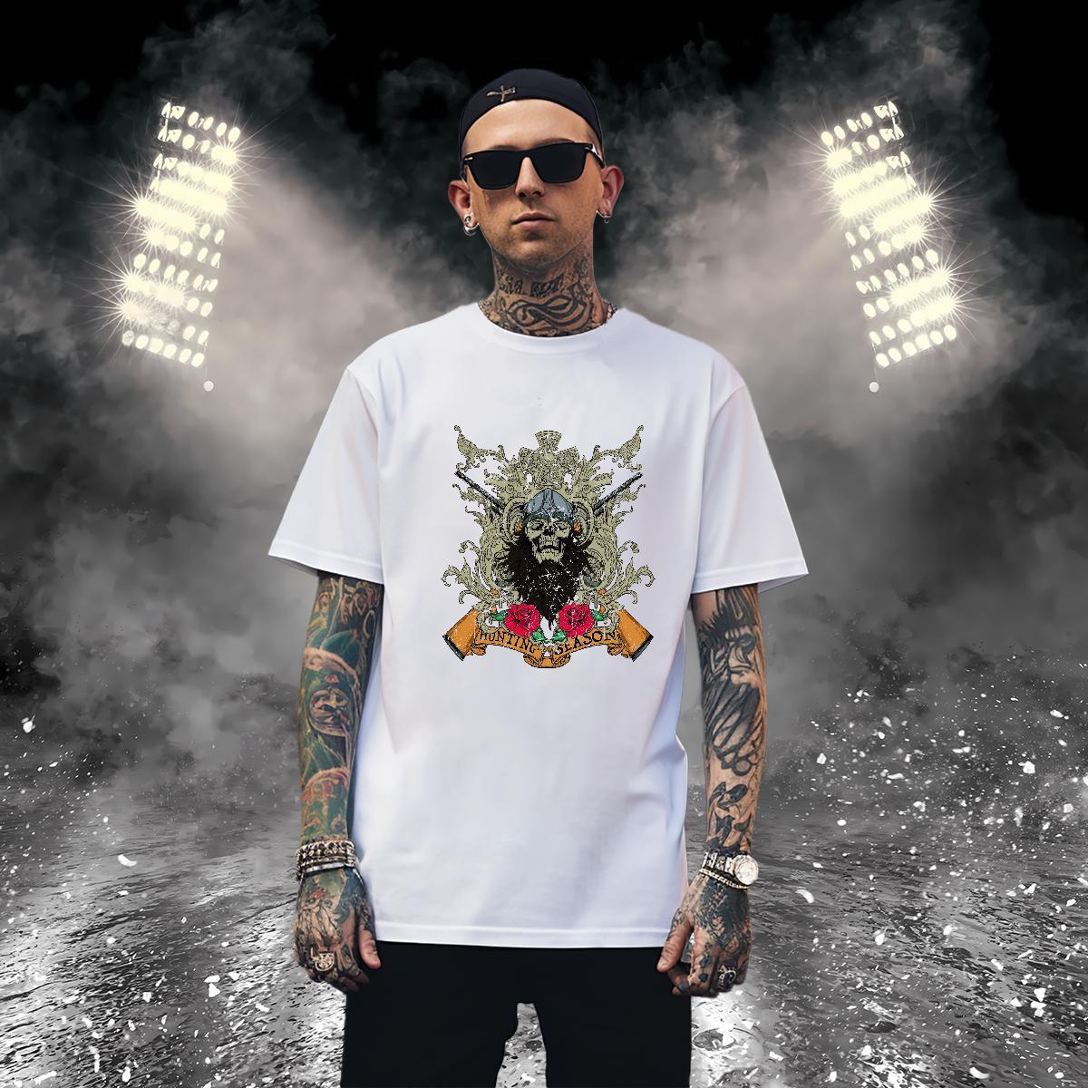 Soft T Shirts Men flower O Neck Short Sleeves Street Wear Custom Anime 230g Cotton Couples T Shirts New Tees