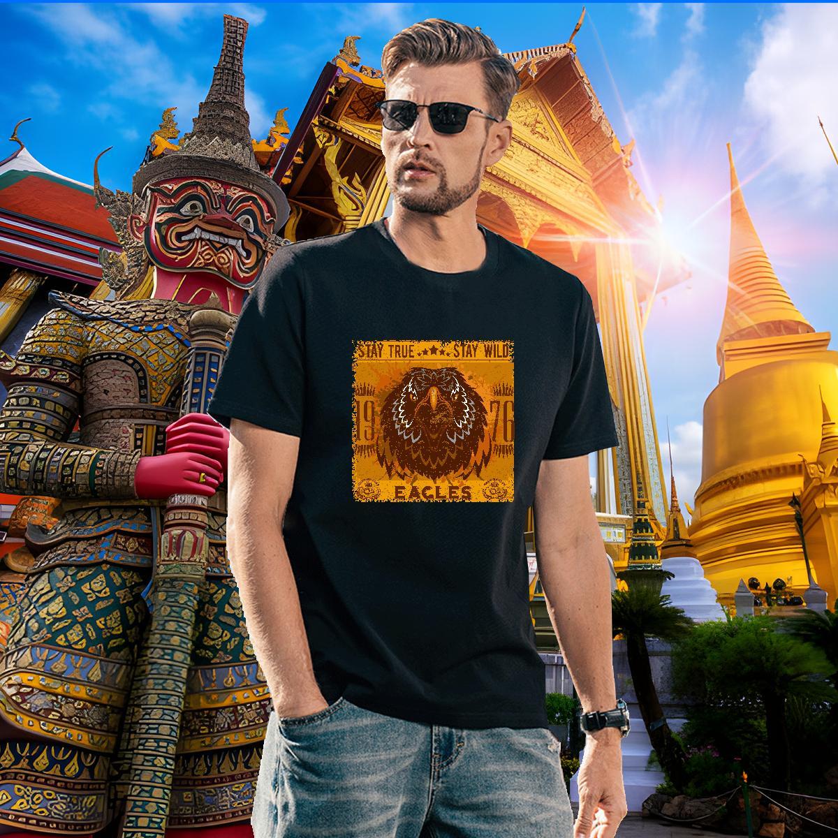 Popular Mens T Shirts eagle Round Neck Short Sleeve Sports Casual Black White 230g 100% Cotton Men Tees Factory Direct Tops Shirt