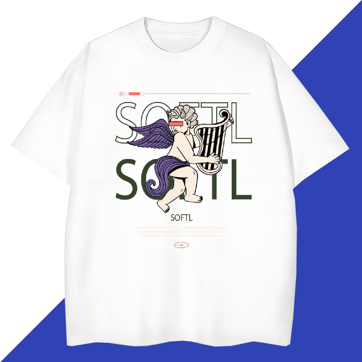 Soft angel 230g 100% Cotton Men Tshirts Street Round Neck Short Sleeve Men T Shirts DIY Customized DIY Printed Tees