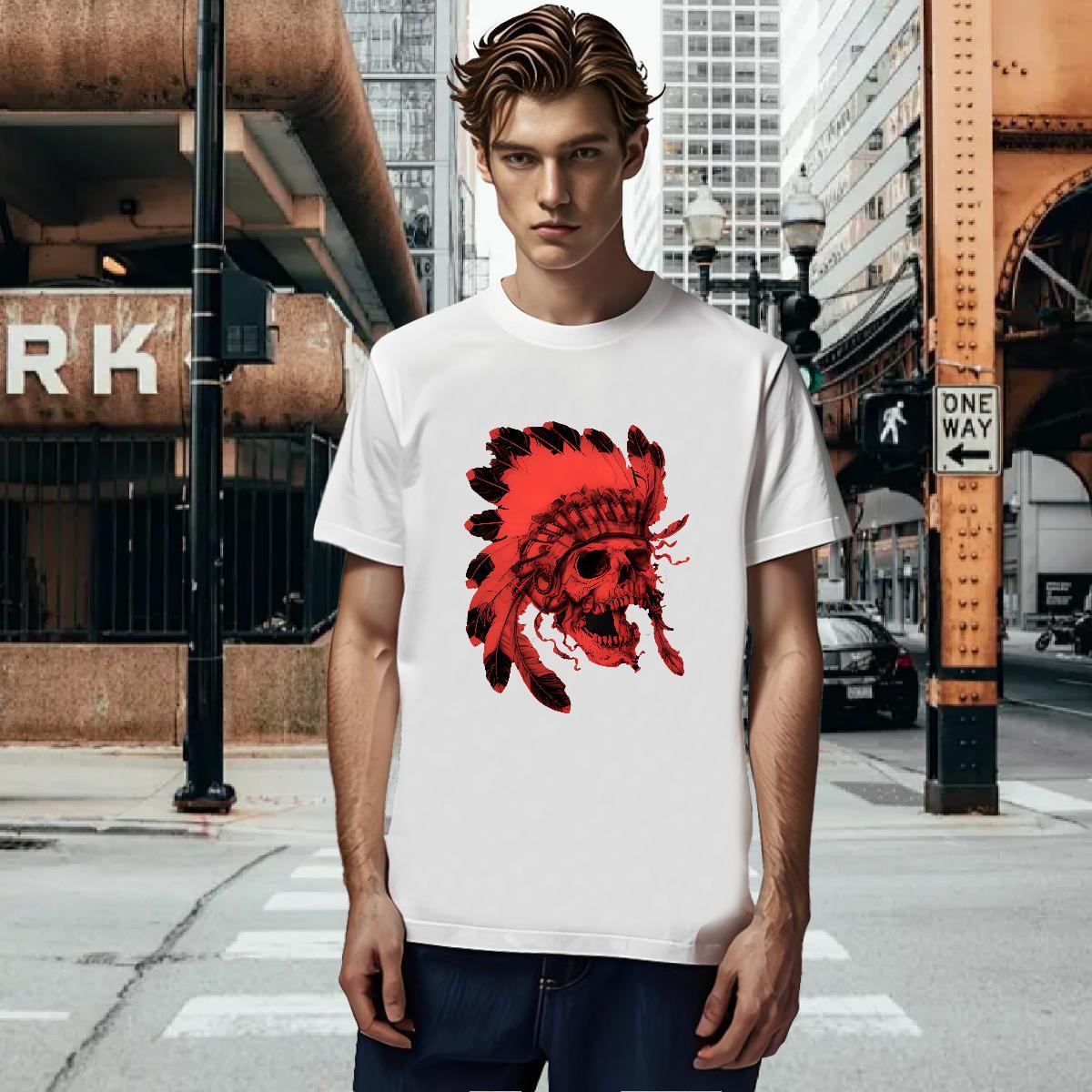 T Shirts Men 230g Pure Cotton scary Daily Wear Breathable Short Sleeve Cartoon Printing L-4XL Men Tees 2024 Designer Wholesale Tee Shirt
