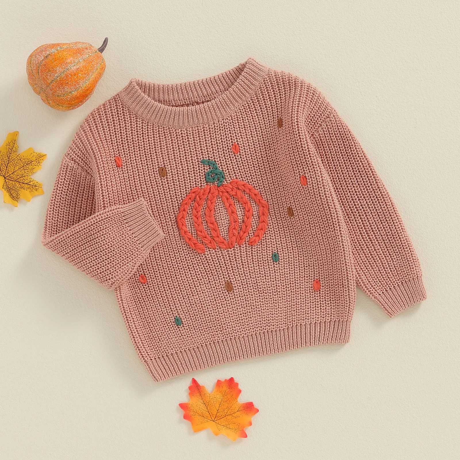 FOCUSNORM 0-4Y Little Boys Girls Halloween Sweater 5 Colors Pumpkin Embroider Long Sleeve Knitwear Pullover TopsXJ240819
