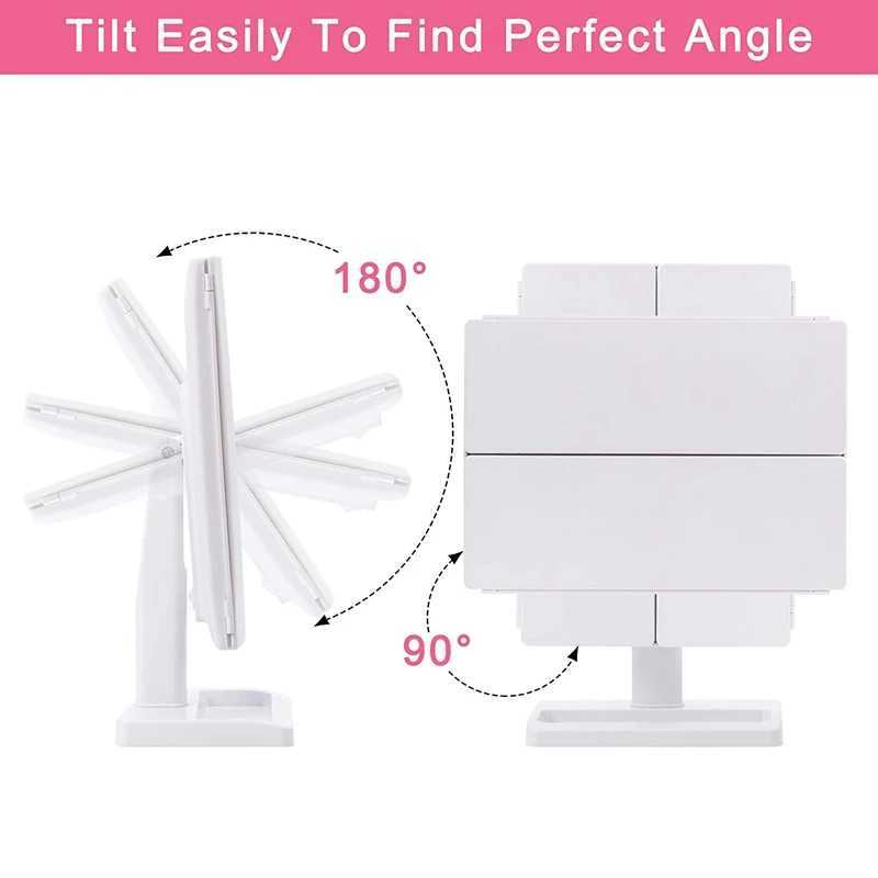 Trifold Makeup Mirror With 22 LED Lights10X/3X/2X Magnification Portable Fold Lighted Table Desk Cosmetic Mirror Y240819