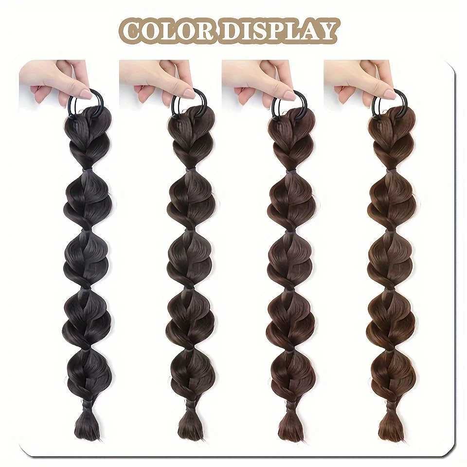 OLACARE Synthetic Bubble Twisted Ponytail High Elasticity Wig Female Hair Side Natural Lantern Braid Black House Tail Hair W240817
