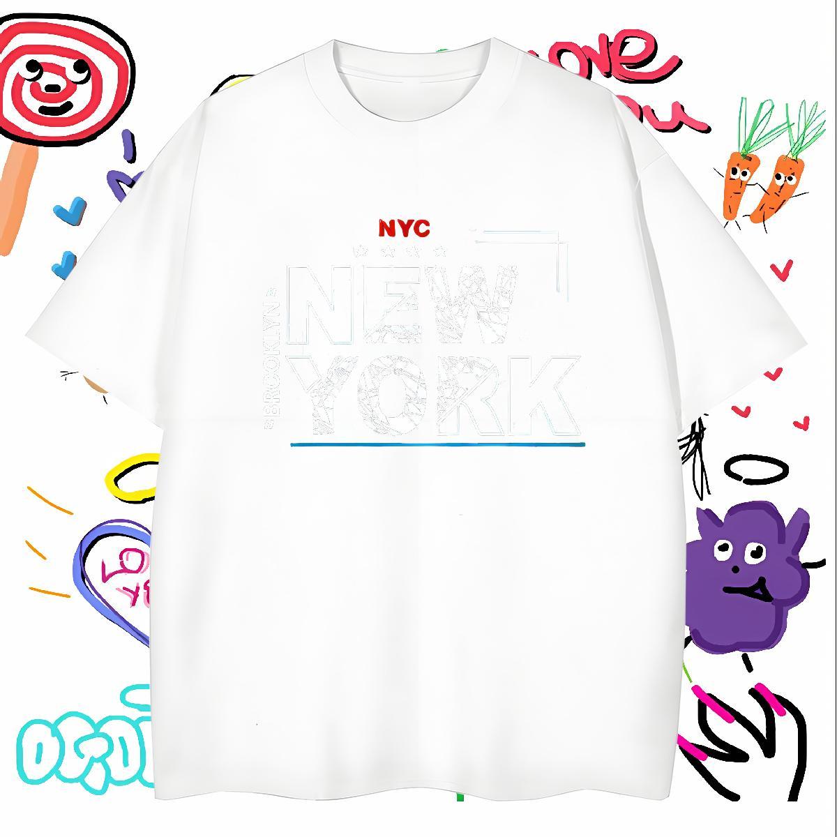 Cool Design New York Mens T Shirts Summer Casual Tshirts 230g Cotton Fashion Casual Short Sleeve O-Neck Customized Print Polos