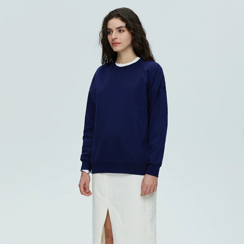 Womens Crop Pullup Hoodie Shoulder Wide Loose Cotton Set 240814