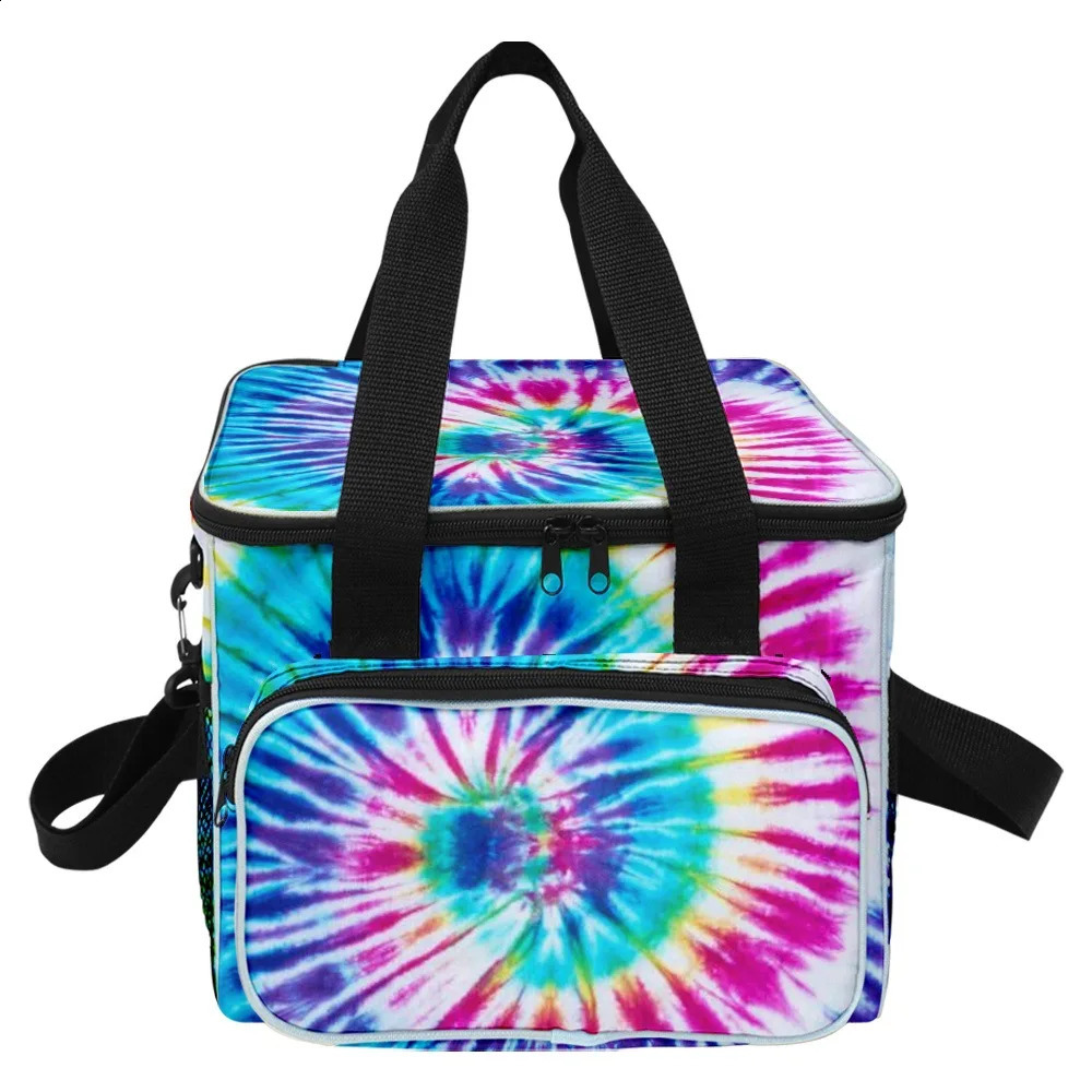 Classic Youthful Home picnic Crossbody Tie-dye Colorful More Big Lunch Bag 3D Print Thermal insulation Food Handbags Ice Bags 240819