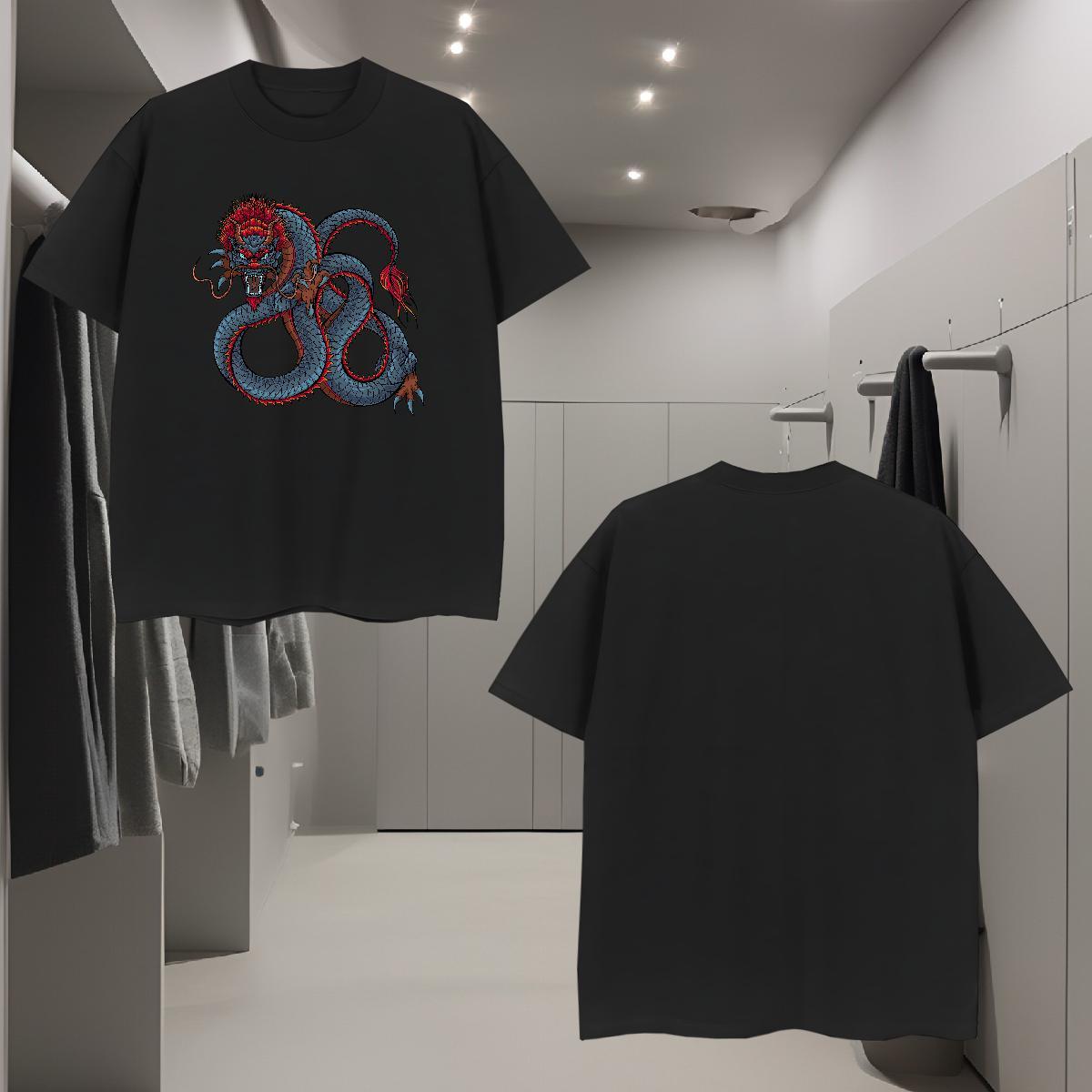 T-Shirts 230g 100% Cotton dragon Hip Hop Breathable Black White Couples T Shirts Factory Direct High Quality Tops Shirt