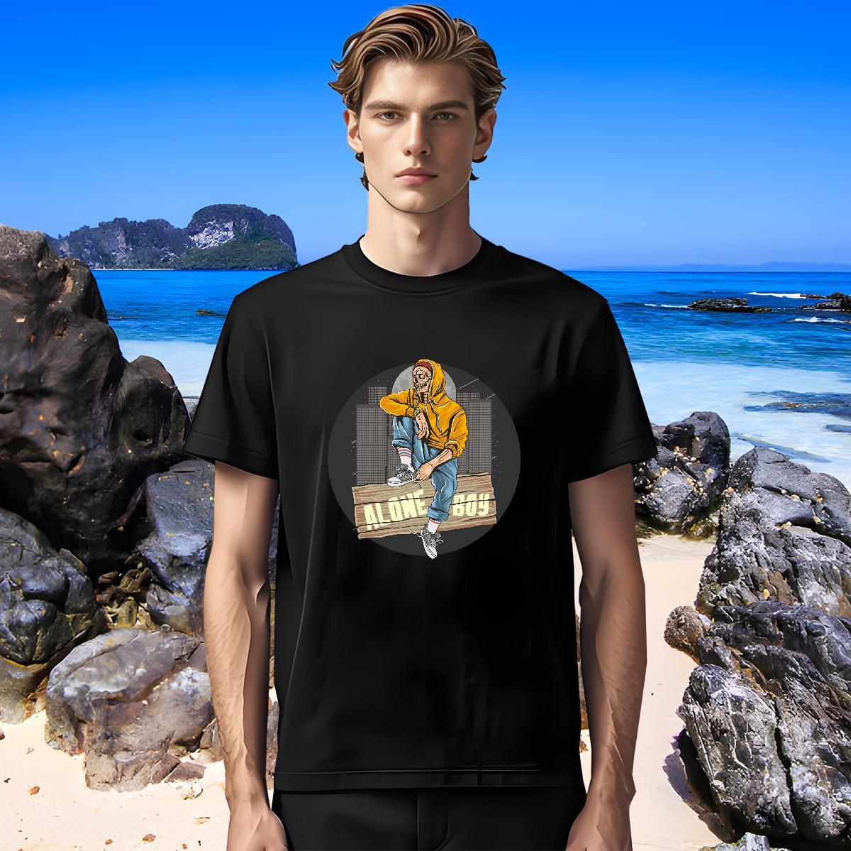 Popular T-Shirts halloween Crew Neck Breathable Daily Wear Custom Printing 230g 100% Cotton Men Tshirts DIY Top Tees