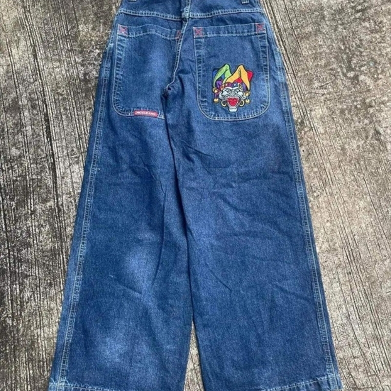 European And American Fashion Trends Clown Embroidered Jeans Men Y2k Street Hip Hop Punk Plus Size Casual Baggy Jeans Unisex 240819