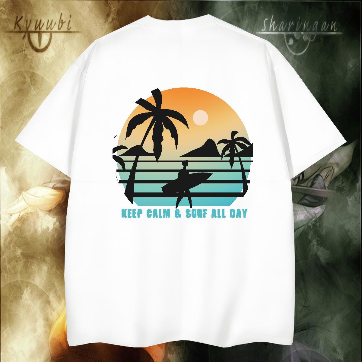 Wholesale Tshirt for Man Woman Spring Summer 230g Pure Cotton DIY Printed Breathable Crew Neck wave T Shirt For Man Fashion Tee Shirt