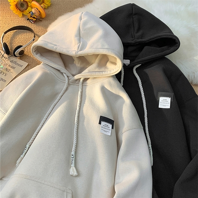 in Solid Color Hooded Sweatshirts For Men And Women Y2K Streetwear Appliques Hoodies Autumn Oversize Fleece Pullover Hoody 240819