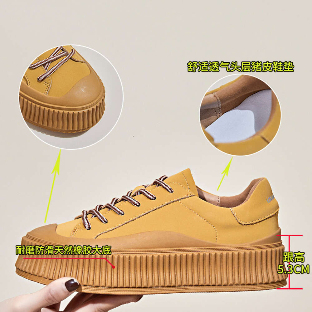 Ddmysports Genuine Leather Spring New Women S Versatile Biscuit Casual Thick Sole Single Fashionable Small White Shoes OUTDOOR