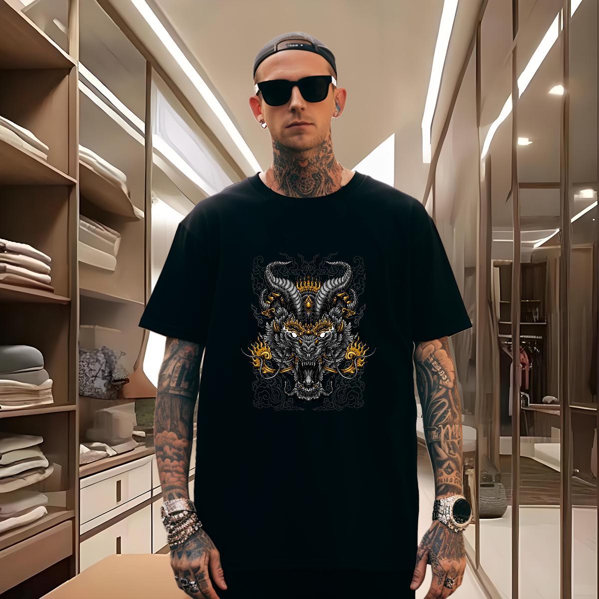 Mens T Shirts 230g Pure Cotton ferocity Casual Daily Wear Crew Neck DIY Mens Tshirts Factory Direct Popular Tees Shirts