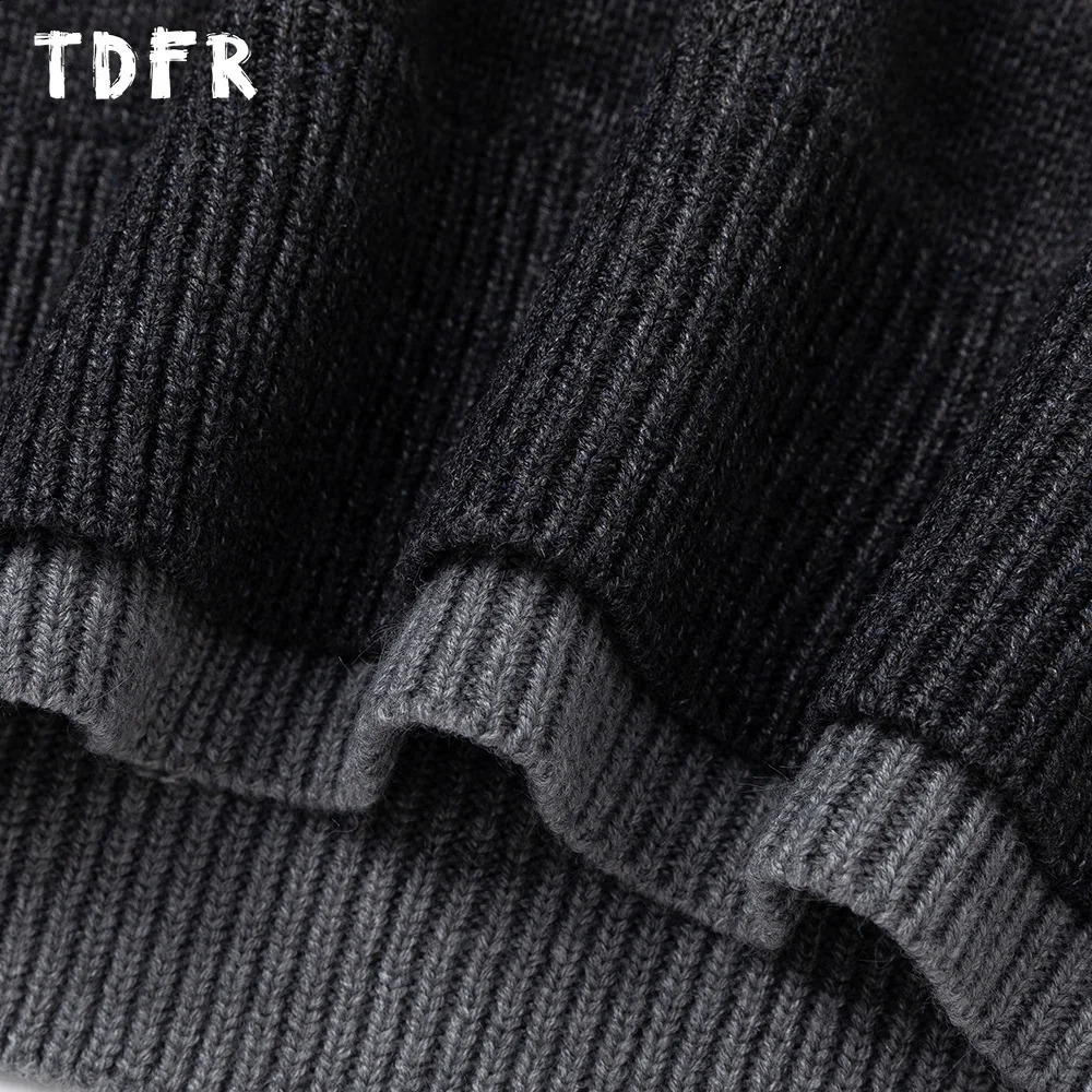 Splicing Knitted Sweater Mens Autumn and Winter Streetwear Casual Loose Collar Long Sleeve Zipper 240819