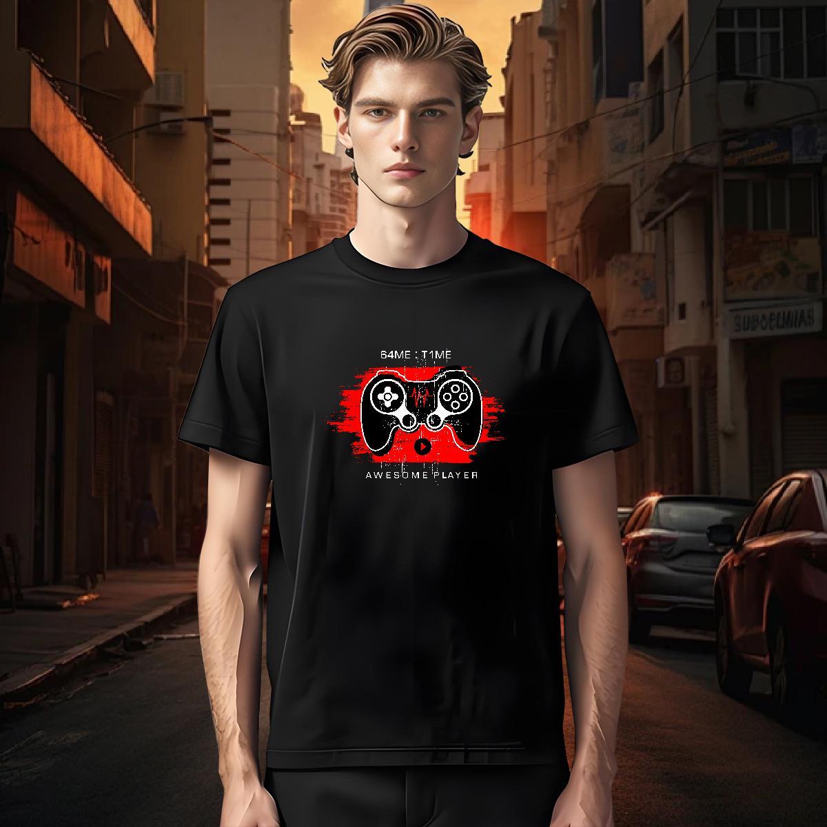 T Shirt For Man 100% Cotton 230g game Spring Summer O-Neck Short Sleeve Plus Size Cartoon Men Clothes T-Shirt 2024 DIY Loose Tees