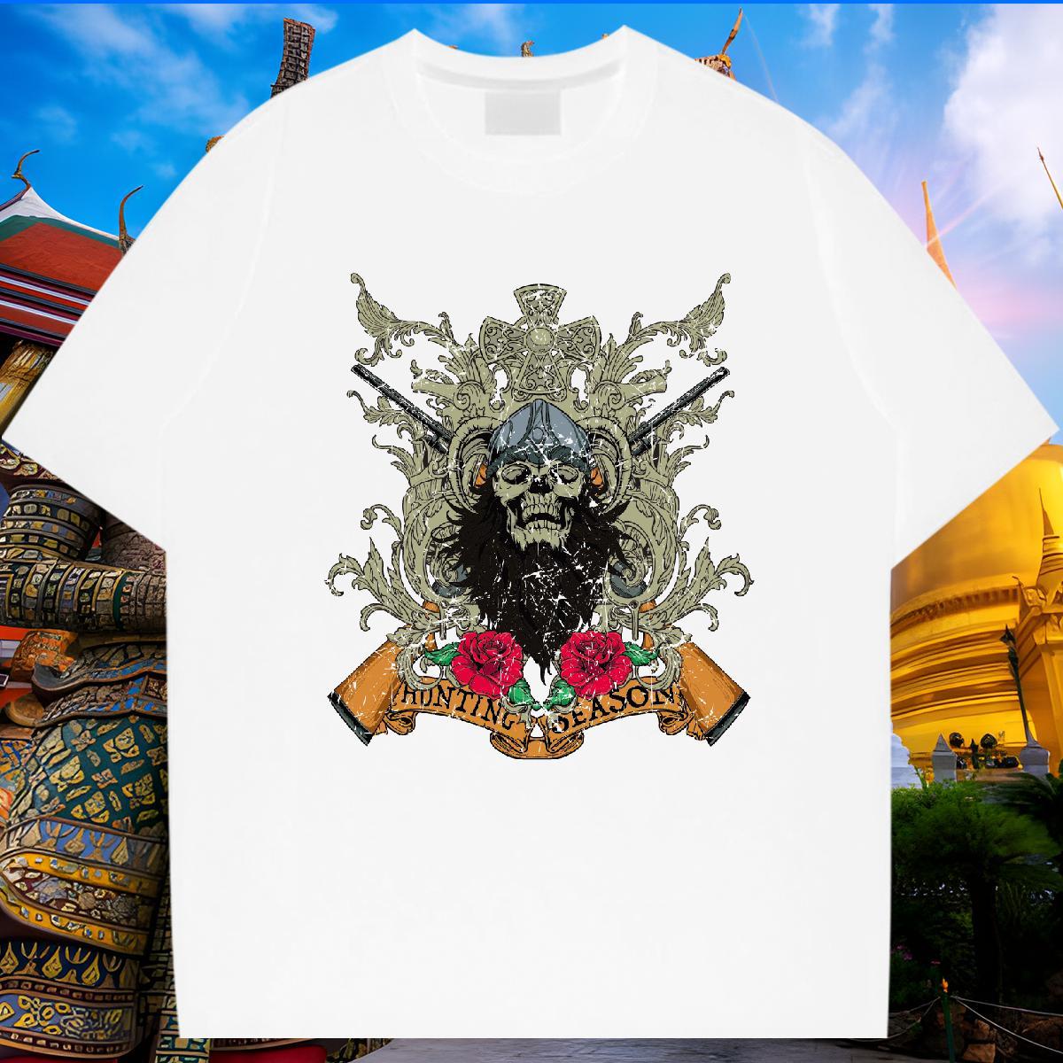 Comfortable Men T Shirts flower Breathable Short Sleeve Daily Wear Oversized 3XL 4XL 230g Pure Cotton Men Clothes T-Shirt 2024 DIY Tees Shirts