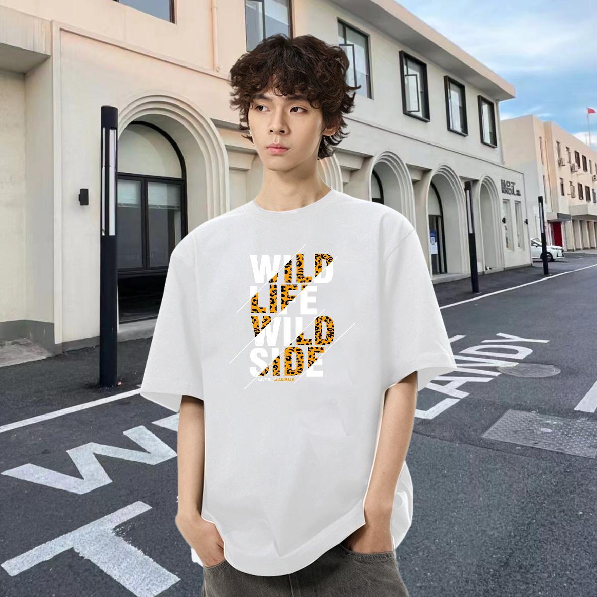 Loose Fit Men Clothes T-Shirt Daily Wear 230g Cotton Custom Big Size Crew Neck letter T Shirts Men 2024 Tshirts