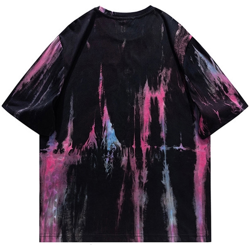 Men Harajuku Tie-dye T-shirt Summer Oversized Hip Hop T Shirt Y2K Streetwear Tee Top Short Sleeve Loose Tshirt 240819