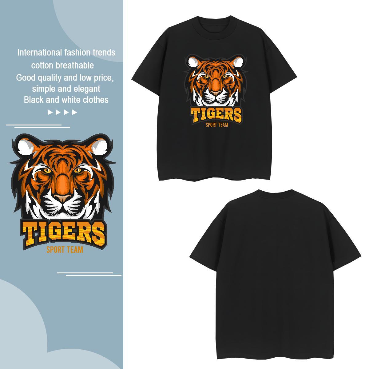 Mens T Shirts 230g 100% Cotton tiger Sport Crew Neck Breathable DIY Printed Men Clothes T-Shirt 2024 Wholesale Tshirts