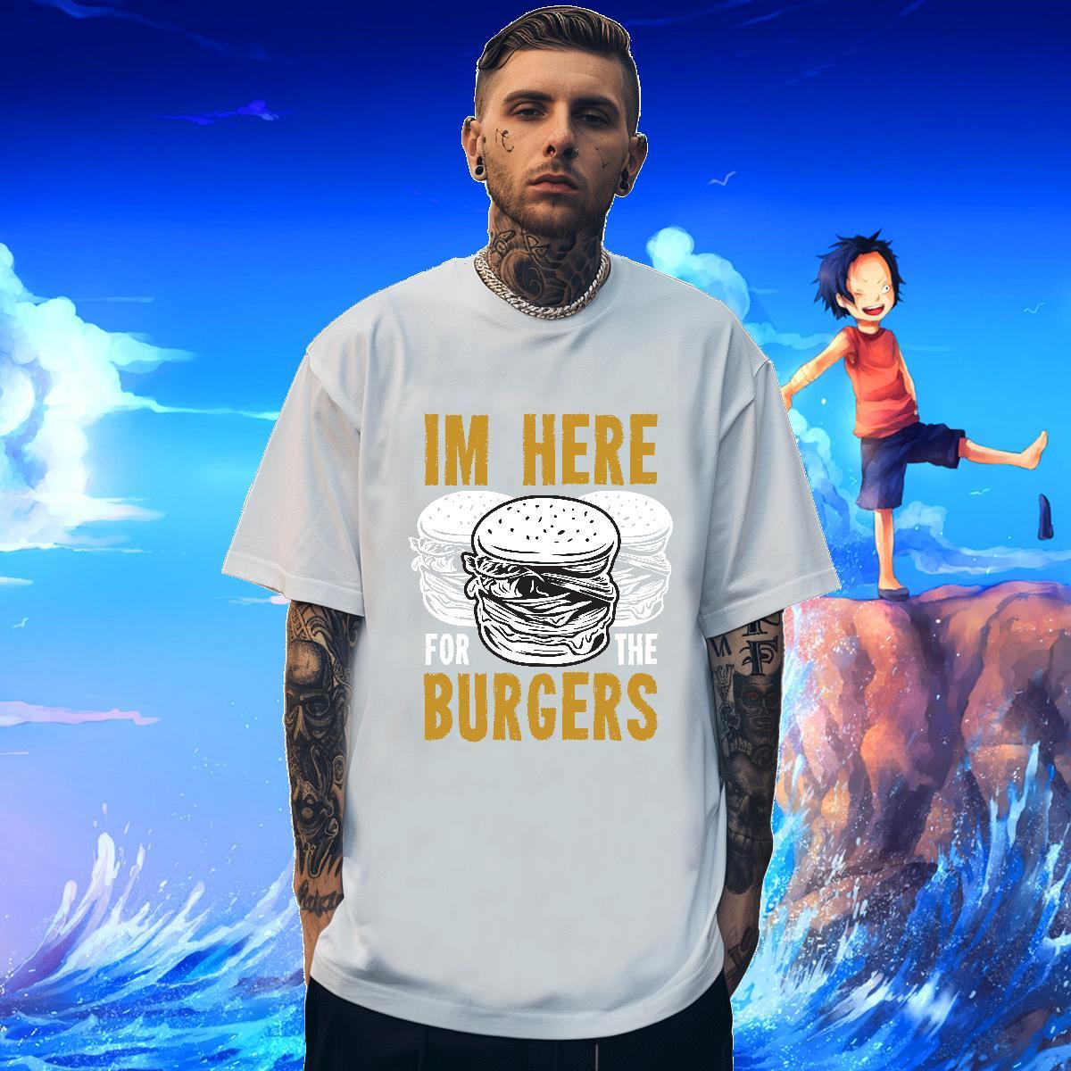 Unisex Tshirts Casual Daily Wear 230g Cotton Custom Print Plus Size Breathable hamburger T-Shirts for Men Fashion Design Clothings