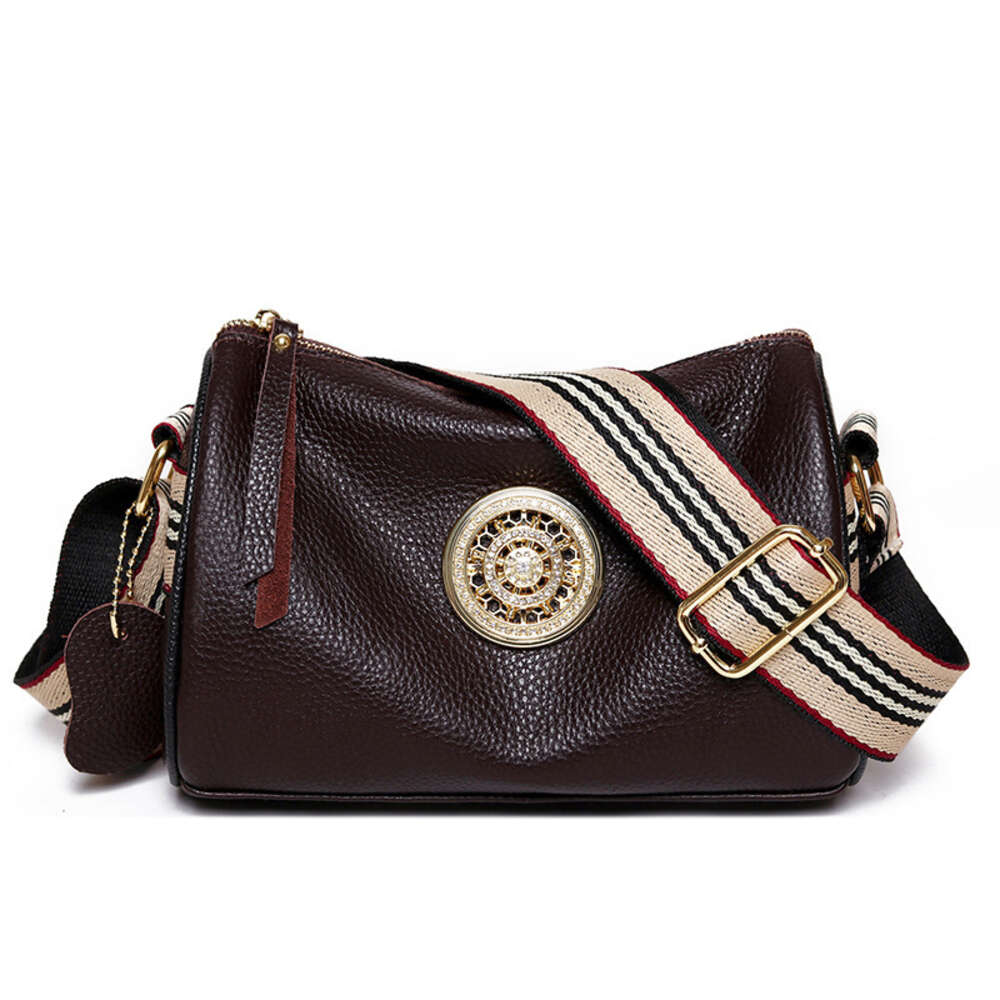 Genuine Leather Women's 2022 Korean Version New Simple One Crossbody Top Layer Cowhide Wide Shoulder Strap Network Red Tide Bag Live Broadcast
