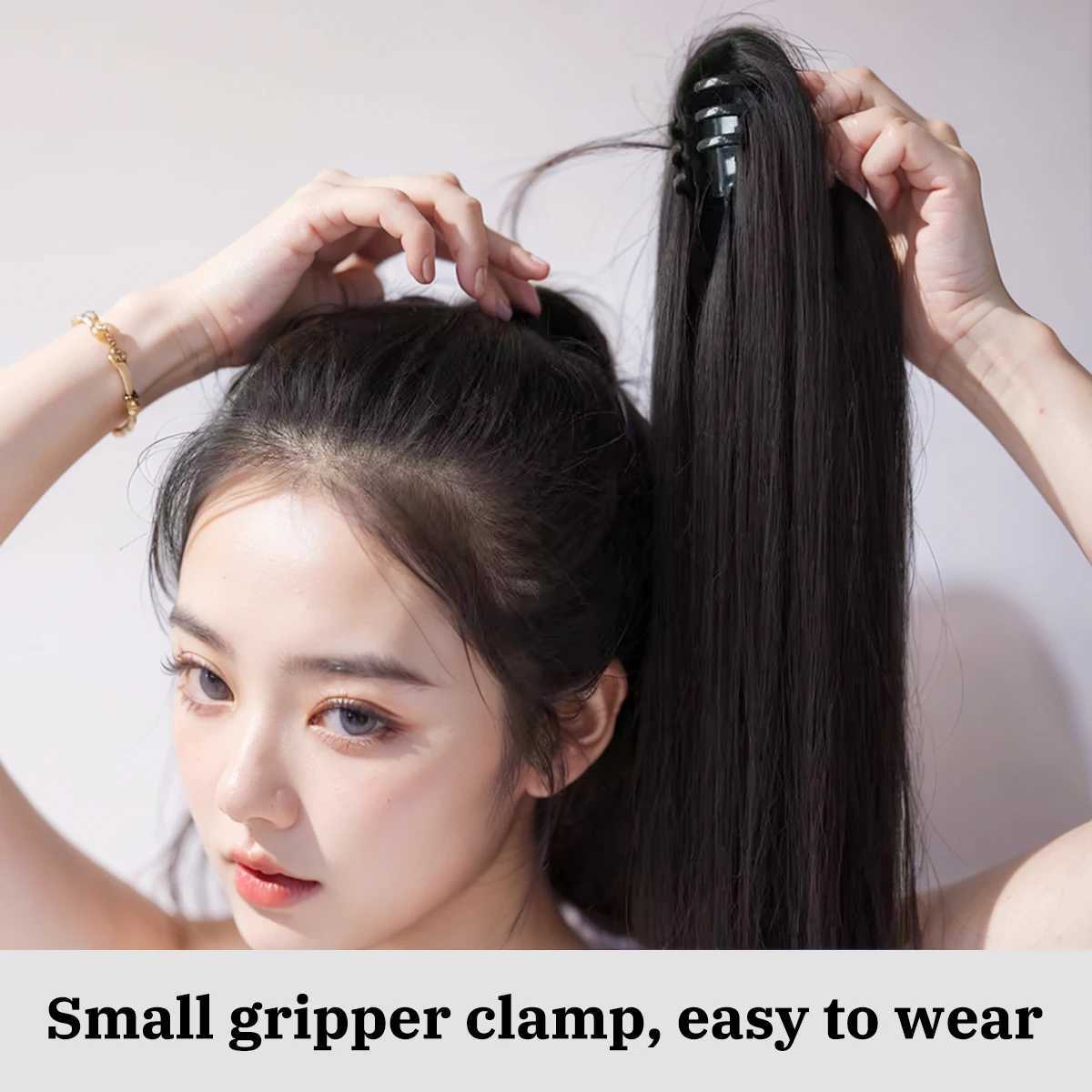 Synthetic Claw Clip Ponytail Hair Extension Wig Clip Female Ponytail High Natural Straight Hair Accessory W240817