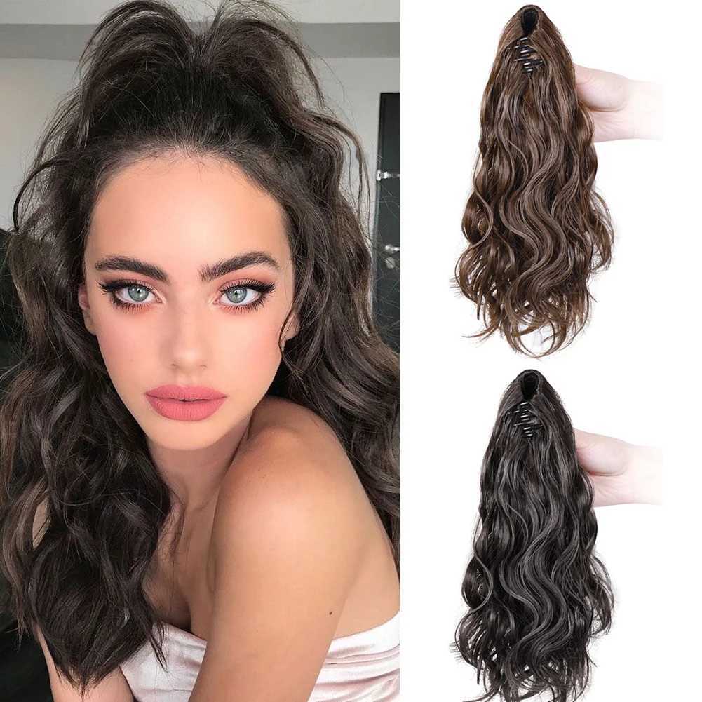 Cloud Perm short ponytail wig suitable for women with fluffy grip clips low ponytail natural simulation long hair gentle weaving W240817