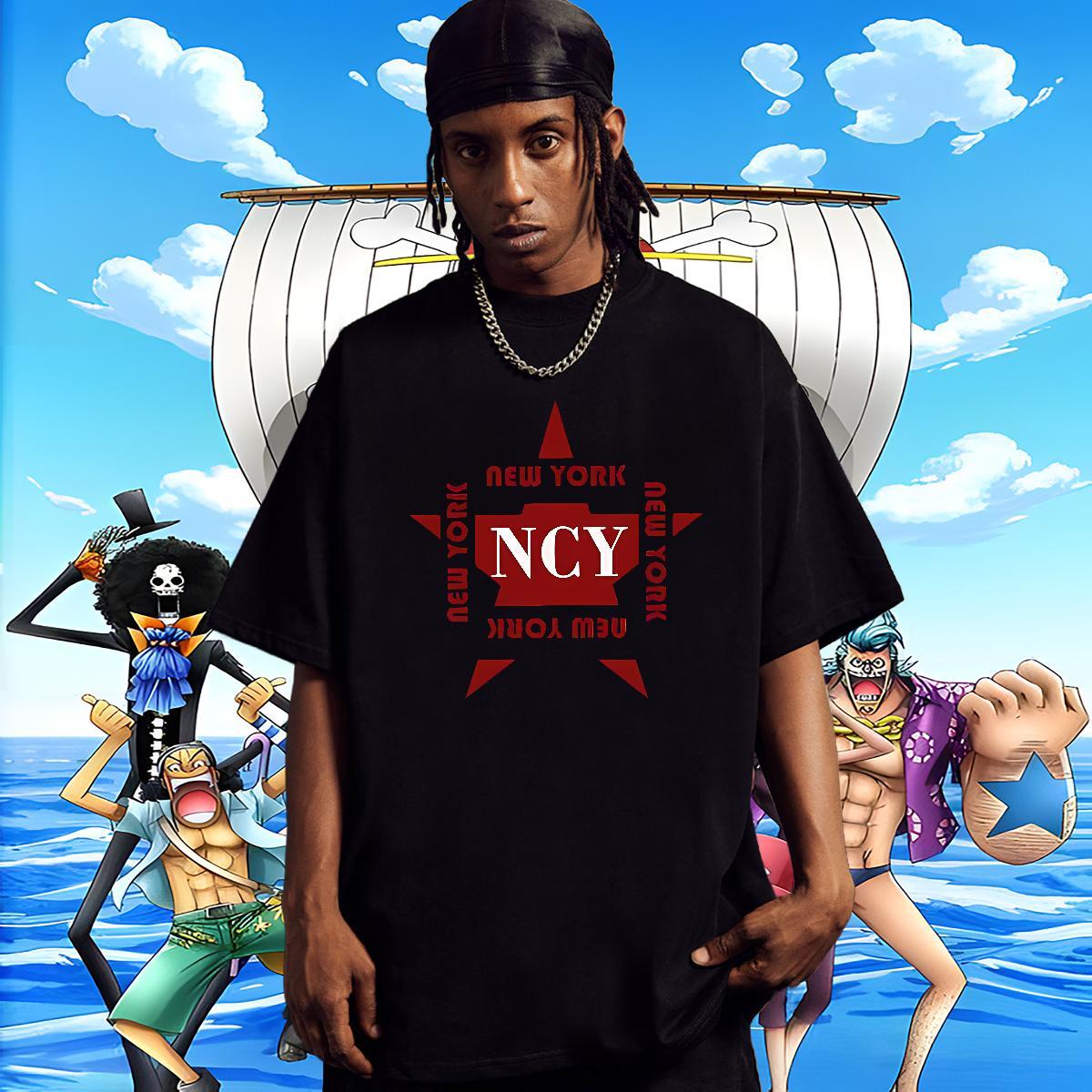 Wholesale Tshirts Anime Printing Street 230g Cotton Custom Print Oversized Crew Neck Breathable New York Men T Shirts DIY Customized Tees
