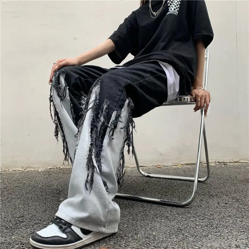 American style retro mens and womens street fashion personalized n straight leg jeans hiphop loose casual pants 240819