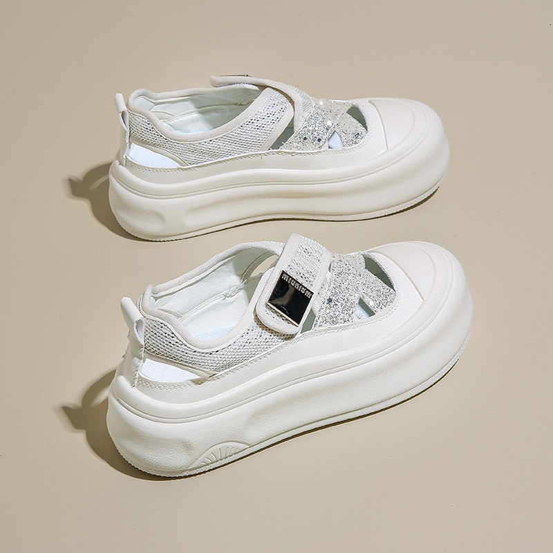Ddmysports Summer New Ins Korean Edition Ollow White Shoes For Female Students Thick Bottom Versatile Casual Breathable Sandals MXD OUTDOOR