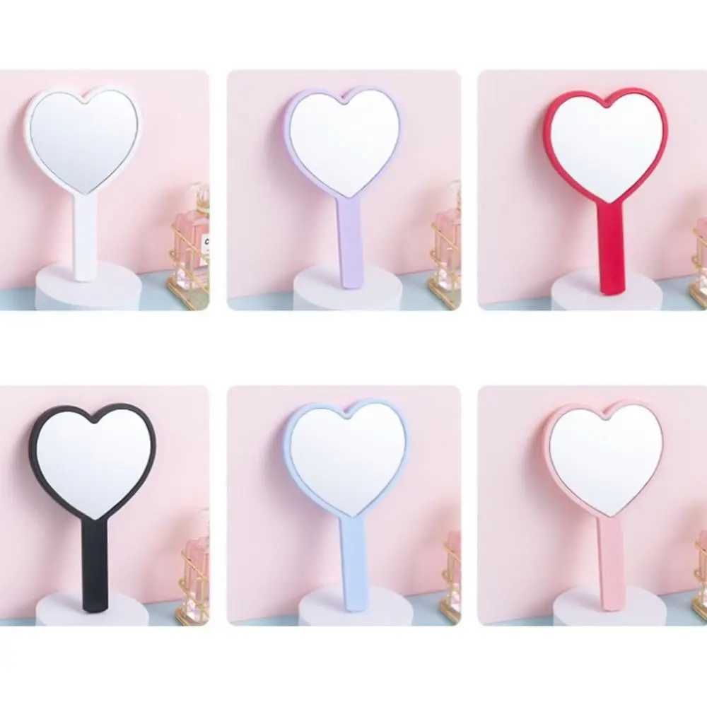 Cute Handheld Makeup Mirror Heart-shaped Vanity Mirror SPA Salon Makeup Vanity with Handle Hand Mirror Cosmetic Mirror Y240819