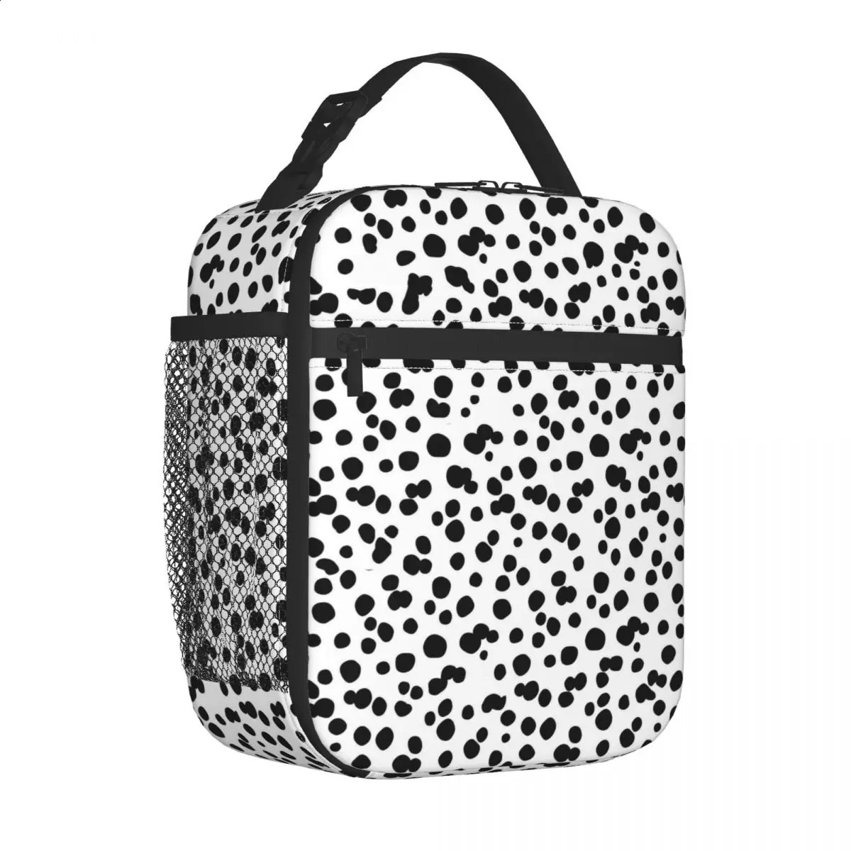 Dalmatian Print Lunch Bag For Women Cartoon Animal Lunch Box Casual Outdoor Picnic Cooler Bag Portable Thermal Tote Handbags 240819