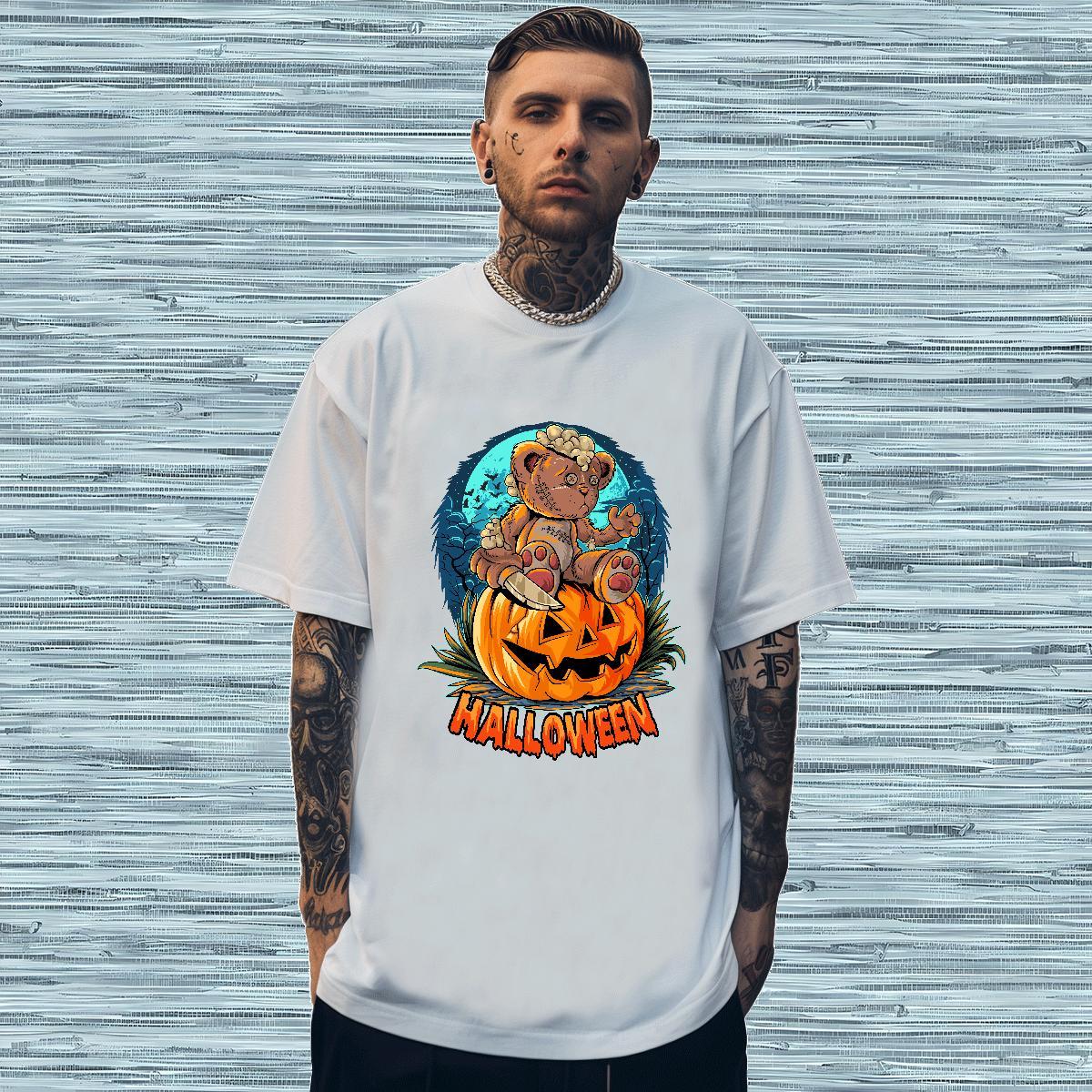 Soft Men T Shirts halloween O-Neck Short Sleeve Spring Summer Oversized 3XL 4XL 230g Pure Cotton Men Tshirts Customized Polos
