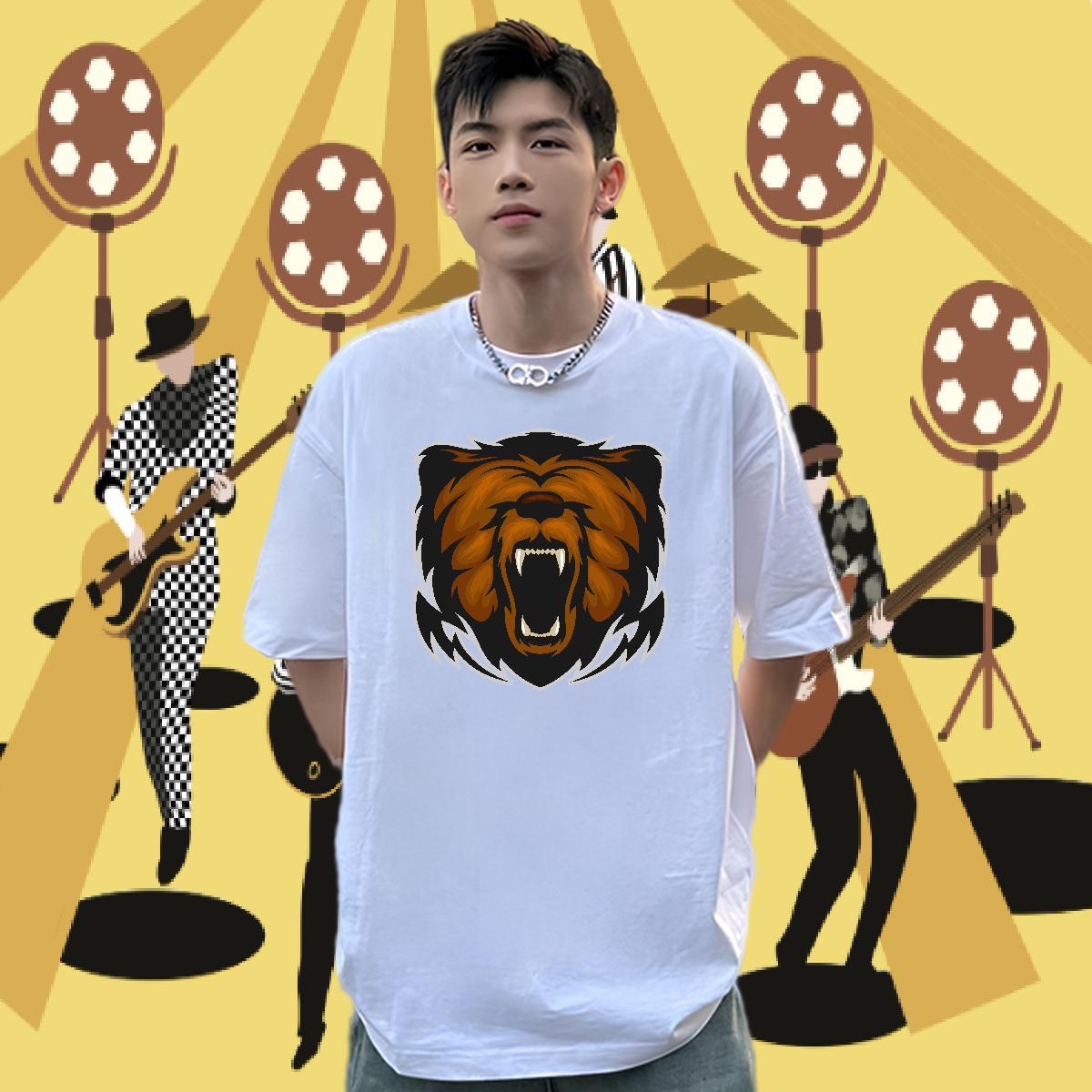 Factory Direct Couples T Shirts lion Casual Daily Wear 230g Cotton Tops Shirt Breathable Soft Cool Design T-Shirts DIY Printed