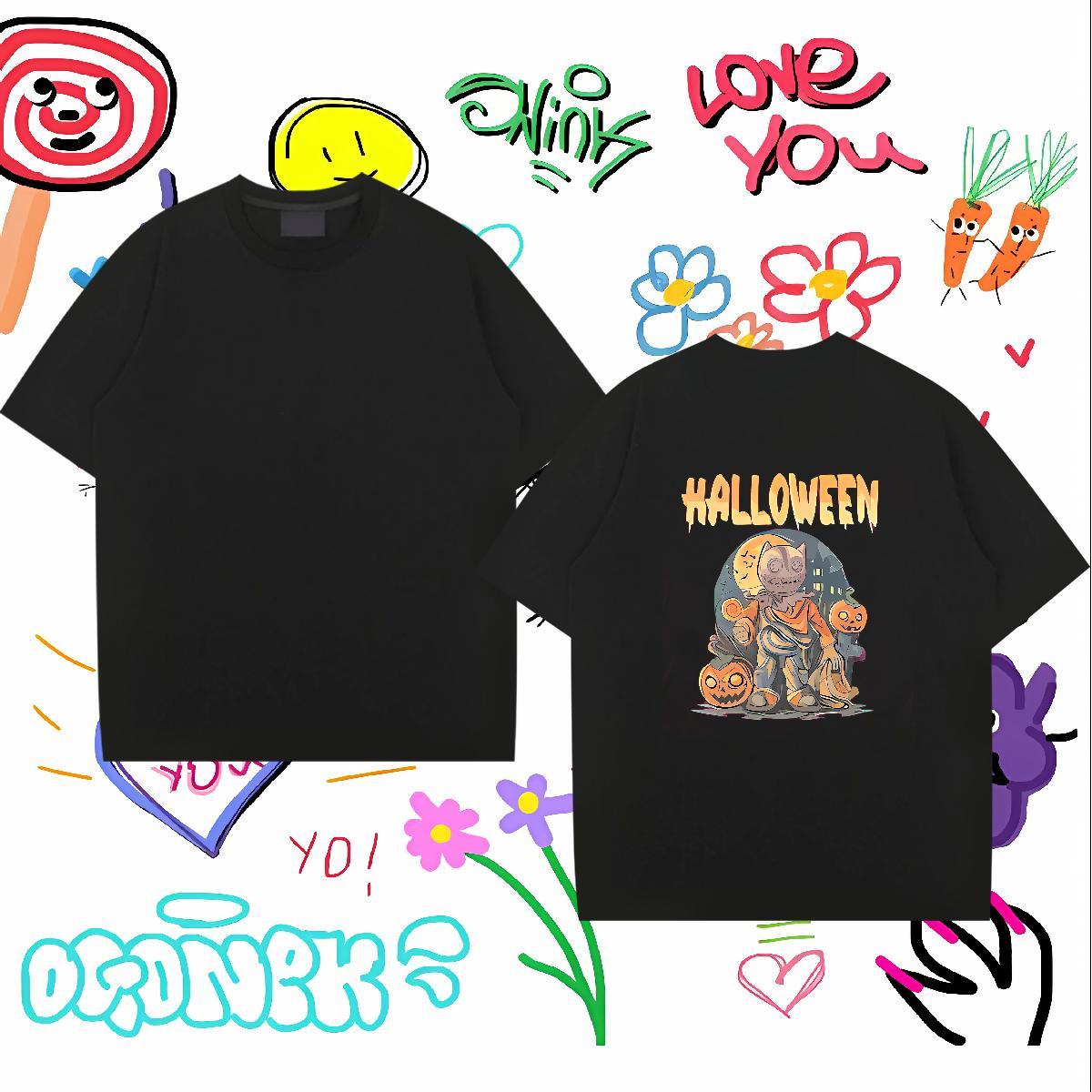 Fashion New Couples T Shirts halloween Hip Hop Street 100% Cotton 230g Polos Pure Cotton Classic Mens T Shirts Custom Big Size