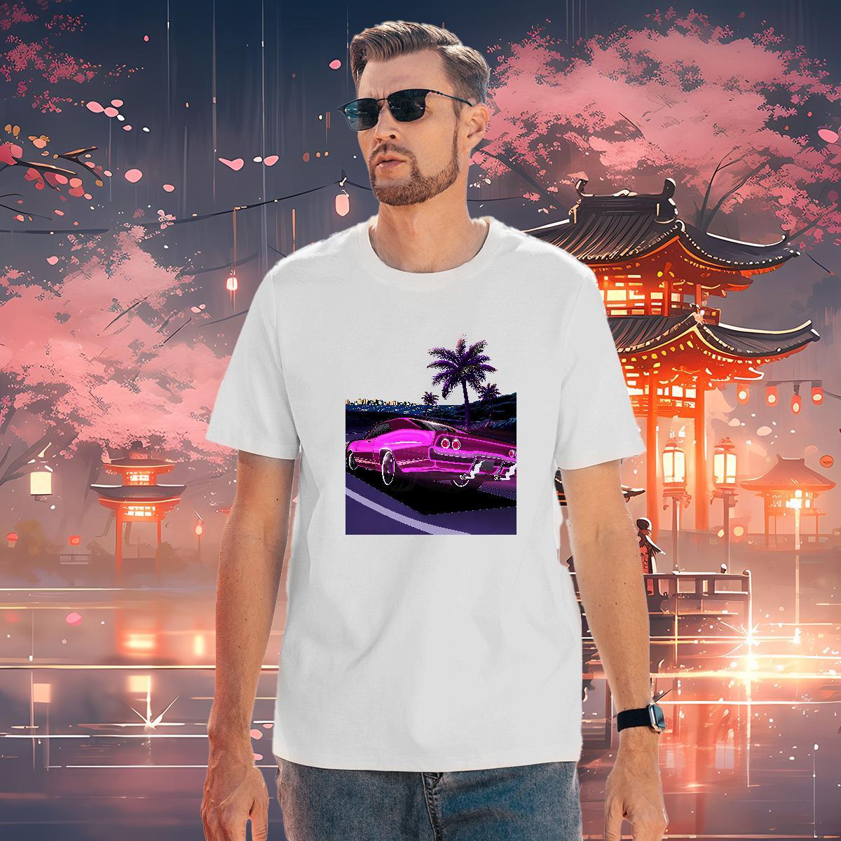 Classic car T Shirts Men Summer Casual Men Tshirts 230g 100% Cotton Wholesale Breathable Short Sleeve Anime Print Tee Shirt
