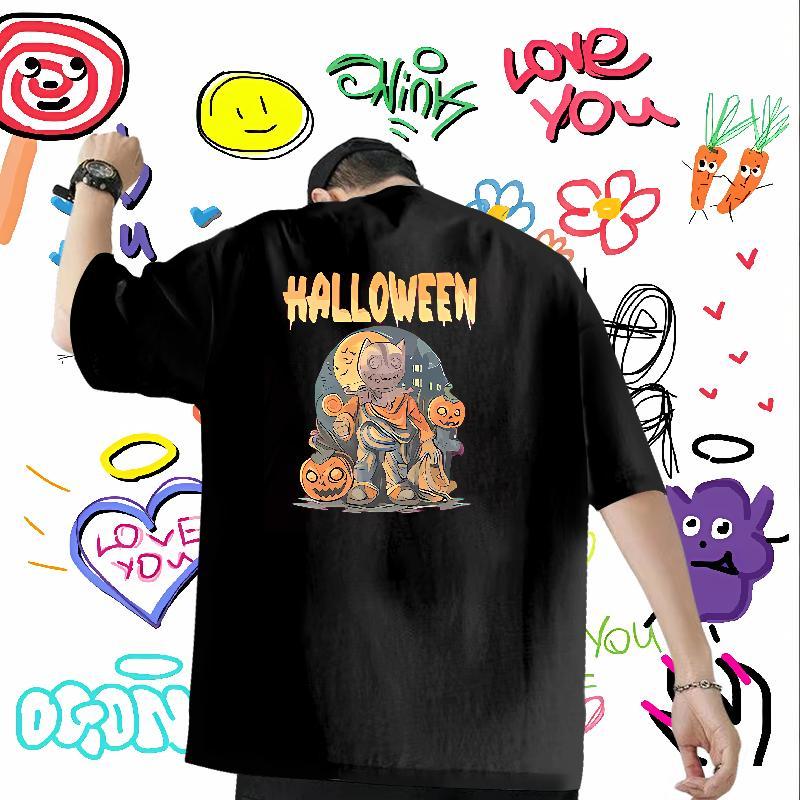 Fashion New Couples T Shirts halloween Hip Hop Street 100% Cotton 230g Polos Pure Cotton Classic Mens T Shirts Custom Big Size